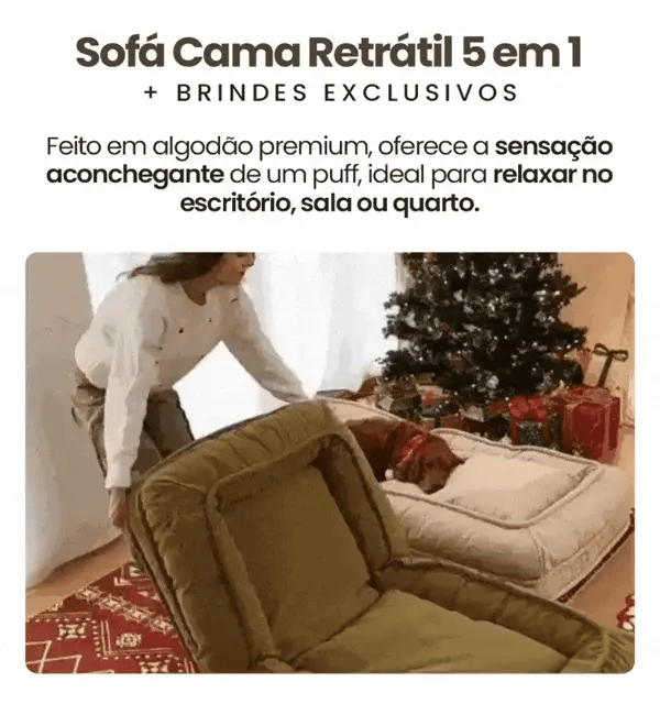 Sof&aacute;-cama em uso - demonstra&ccedil;&atilde;o animada