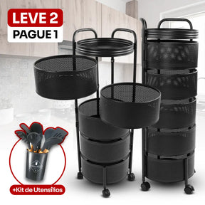 [LEVE 2 PAGUE 1] Fruteira Articulada de Aço Inox Rotativa + BRINDE: Kit de Utensílios de Cozinha