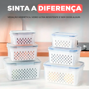 Kit de 20 Potes Herméticos de Vidro + BRINDE: 10 Copos de Vidro Aruba