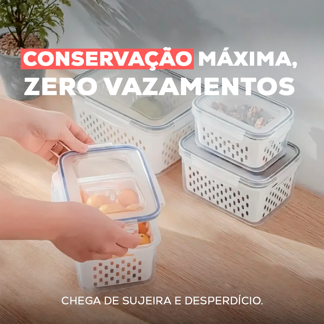 Kit de 20 Potes Herméticos de Vidro + BRINDE: 10 Copos de Vidro Aruba