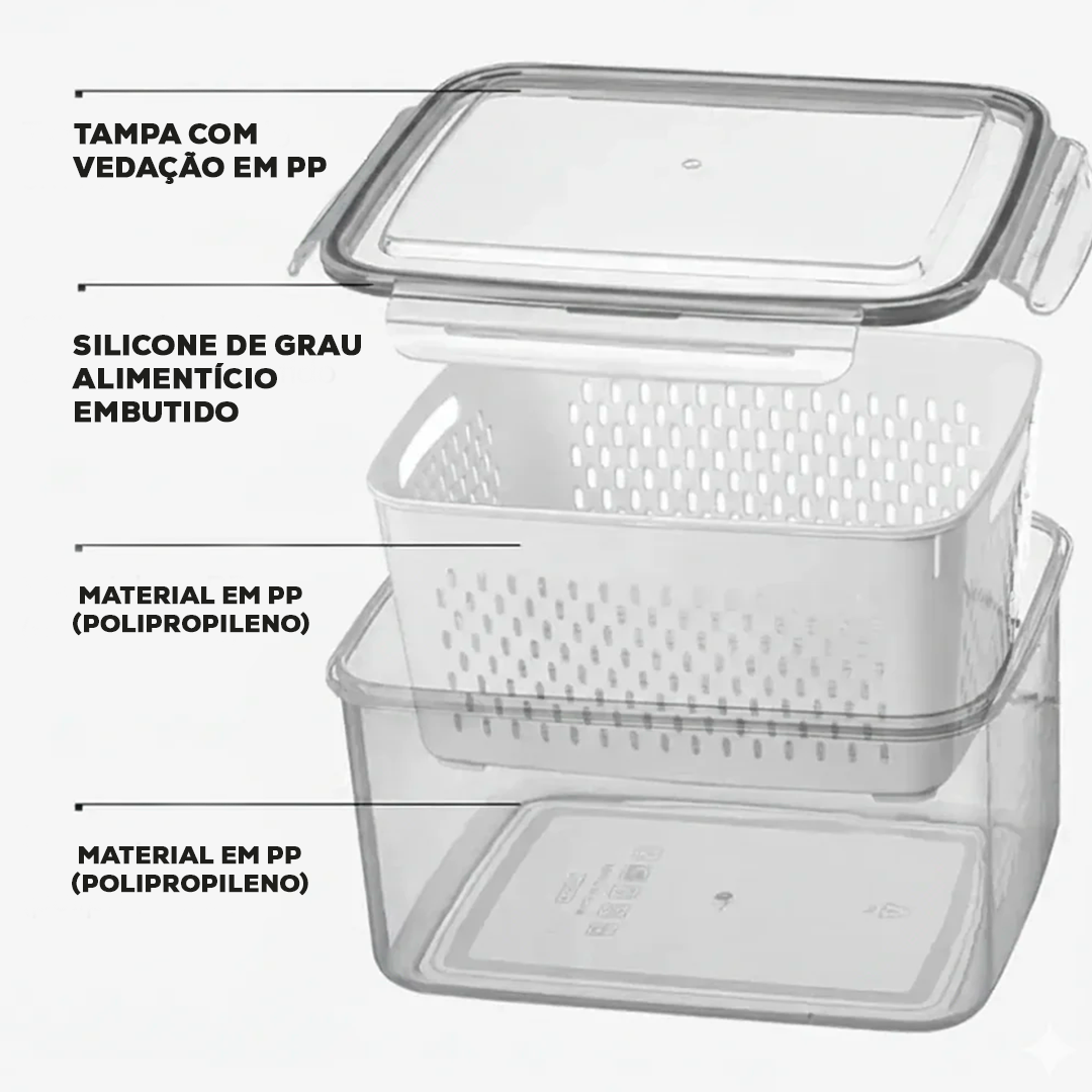 Kit de 20 Potes Herméticos de Vidro + BRINDE: 10 Copos de Vidro Aruba